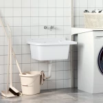 vidaXL Νιπτήρας Βοηθητικός Επίτοιχος Λευκός 60x40x28 εκ. από Ρητίνη