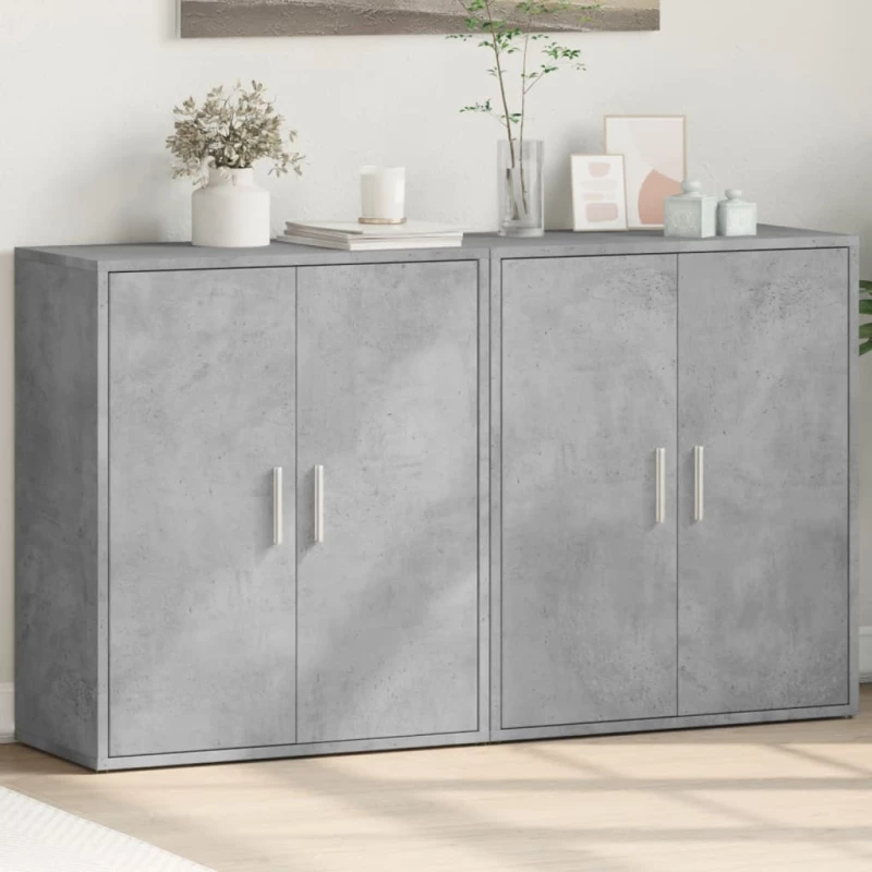 vidaXL Βοηθητικά Ντουλάπια 2 τεμ. Γκρι Σκυρ. 60x31x70εκ Επεξεργ. Ξύλο
