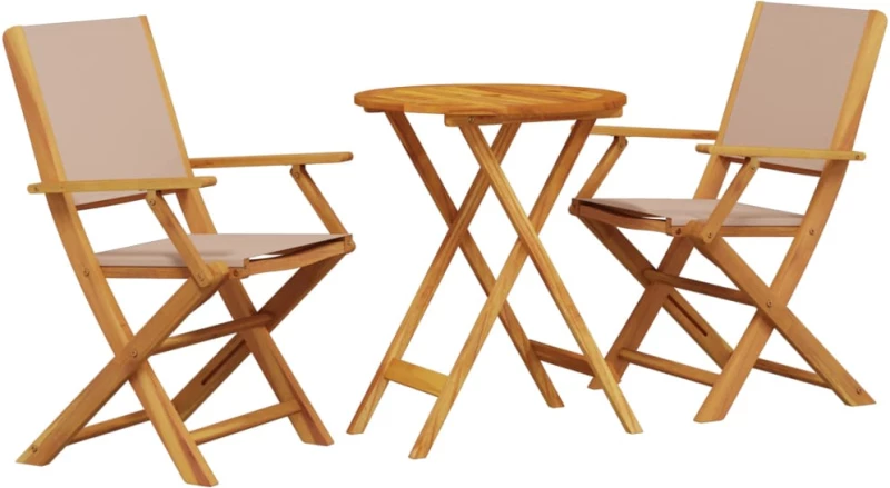 vidaXL Σετ Επίπλων Bistro 3 τεμ. Taupe Ύφασμα/Μασίφ Πεύκου