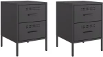 vidaXL Κομοδίνα 2 τεμ. Μαύρα 36x39x50,5 εκ. Χάλυβα