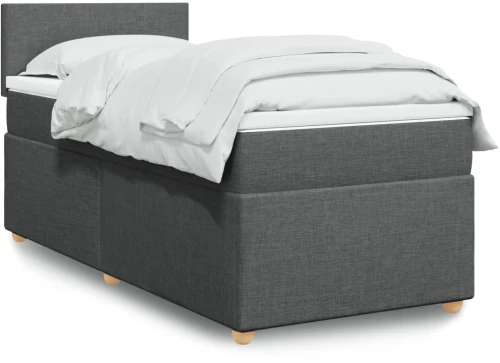vidaXL Κρεβάτι Boxspring με Στρώμα Σκούρο Γκρι 90x190 εκ. Υφασμάτινο