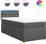 vidaXL Κρεβάτι Boxspring με Στρώμα Σκούρο Γκρι 80x200 εκ. Υφασμάτινο