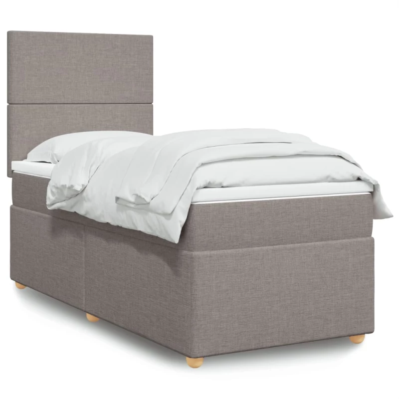 vidaXL Κρεβάτι Boxspring με Στρώμα Taupe 90x190 εκ.Υφασμάτινο