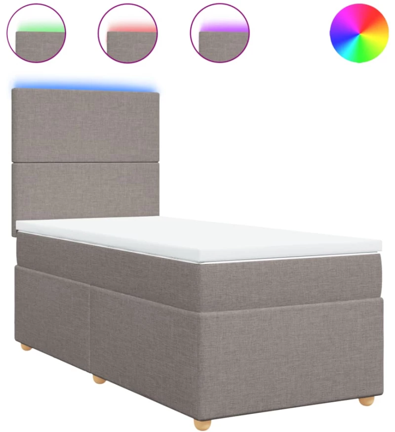 vidaXL Κρεβάτι Boxspring με Στρώμα Taupe 90x190 εκ.Υφασμάτινο