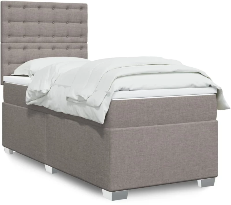 vidaXL Κρεβάτι Boxspring με Στρώμα Taupe 90x200 εκ. Υφασμάτινο