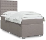 vidaXL Κρεβάτι Boxspring με Στρώμα Taupe 90x200 εκ. Υφασμάτινο