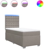 vidaXL Κρεβάτι Boxspring με Στρώμα Taupe 90x200 εκ. Υφασμάτινο