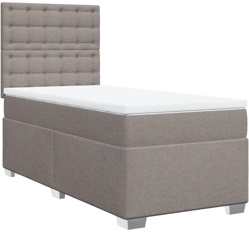 vidaXL Κρεβάτι Boxspring με Στρώμα Taupe 90x200 εκ. Υφασμάτινο