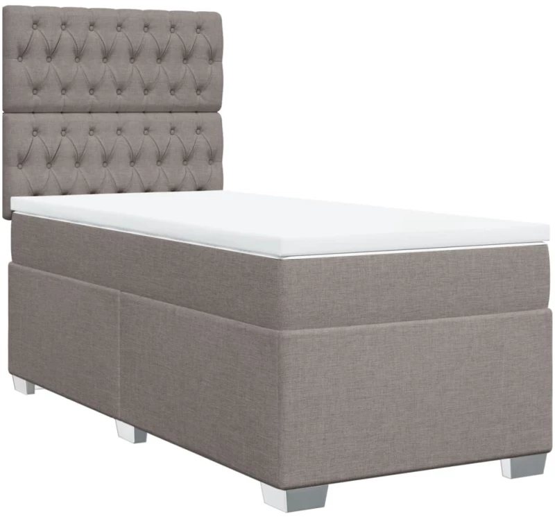 vidaXL Κρεβάτι Boxspring με Στρώμα Taupe 90x200 εκ. Υφασμάτινο
