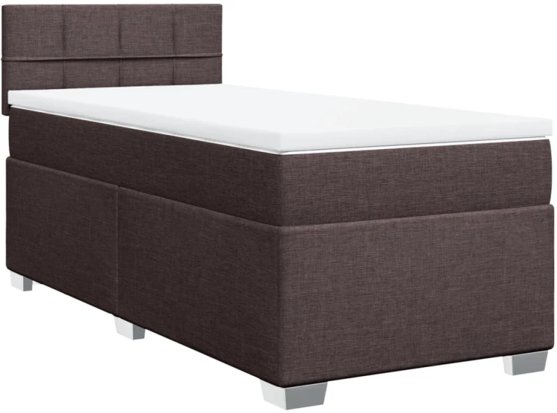 vidaXL Κρεβάτι Boxspring με Στρώμα Σκούρο Καφέ 90x200 εκ. Υφασμάτινο