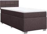 vidaXL Κρεβάτι Boxspring με Στρώμα Σκούρο Καφέ 90x200 εκ. Υφασμάτινο