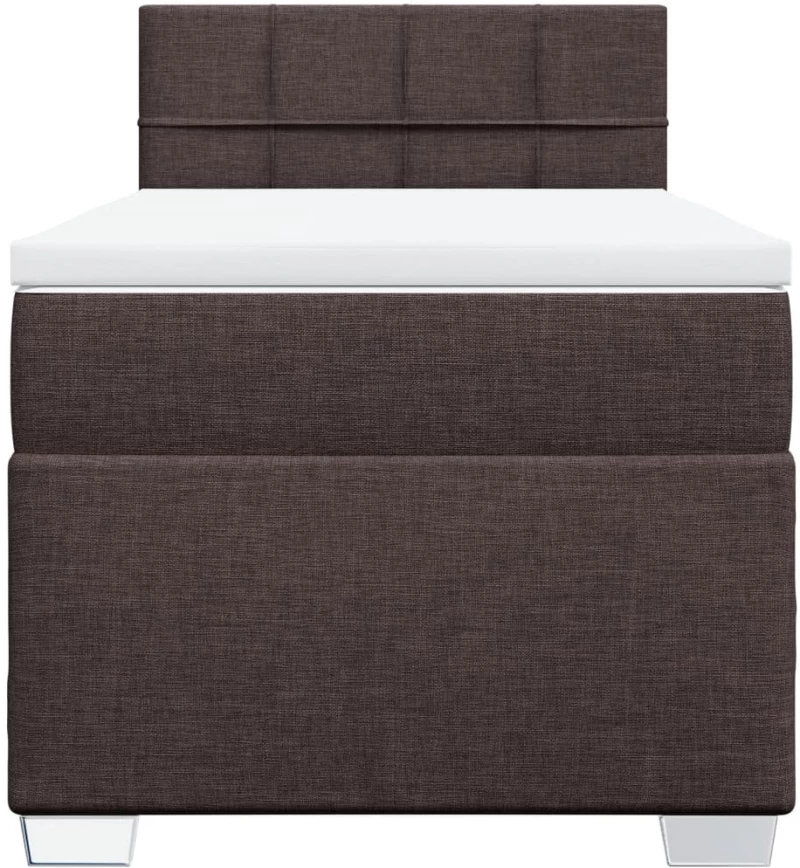vidaXL Κρεβάτι Boxspring με Στρώμα Σκούρο Καφέ 90x200 εκ. Υφασμάτινο