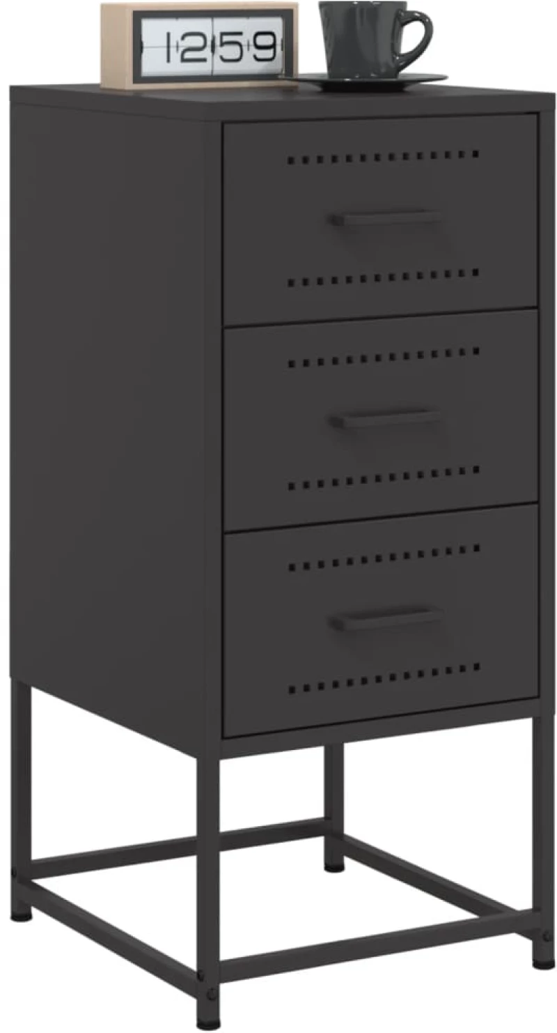 vidaXL Κομοδίνα 2 τεμ. Μαύρα 36x39x78 εκ. Χάλυβα
