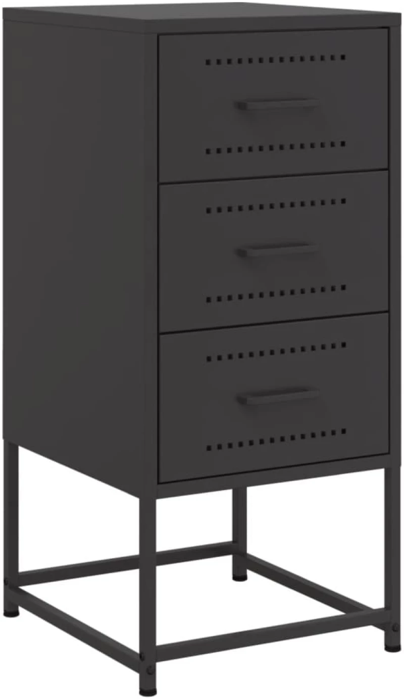 vidaXL Κομοδίνα 2 τεμ. Μαύρα 36x39x78 εκ. Χάλυβα