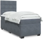 vidaXL Κρεβάτι Boxspring με Στρώμα Σκούρο Γκρι 100x200 εκ. Βελούδινο