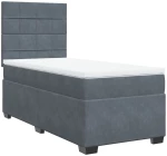 vidaXL Κρεβάτι Boxspring με Στρώμα Σκούρο Γκρι 100x200 εκ. Βελούδινο