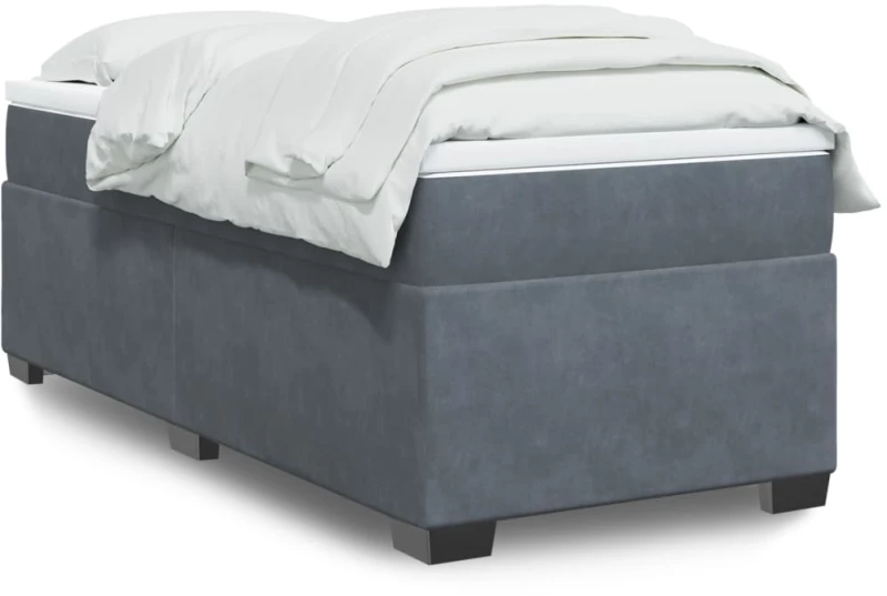 vidaXL Κρεβάτι Boxspring με Στρώμα Σκούρο Γκρι 80x200 εκ. Βελούδινο