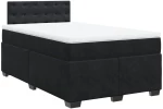 vidaXL Κρεβάτι Boxspring με Στρώμα Μαύρο 120x190 εκ. Βελούδινο