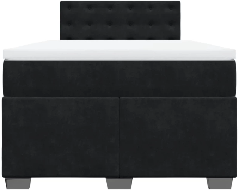 vidaXL Κρεβάτι Boxspring με Στρώμα Μαύρο 120x190 εκ. Βελούδινο