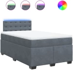 vidaXL Κρεβάτι Boxspring με Στρώμα Σκούρο Γκρι 120x190 εκ. Βελούδινο