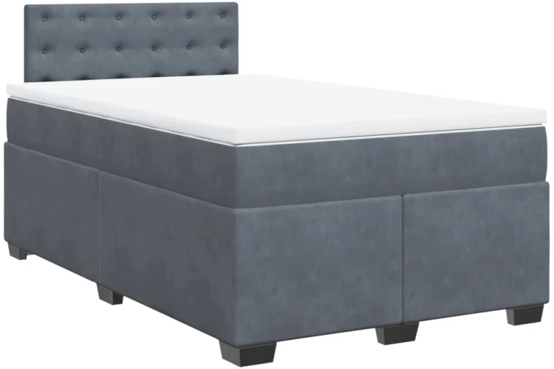 vidaXL Κρεβάτι Boxspring με Στρώμα Σκούρο Γκρι 120x190 εκ. Βελούδινο