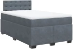 vidaXL Κρεβάτι Boxspring με Στρώμα Σκούρο Γκρι 120x190 εκ. Βελούδινο