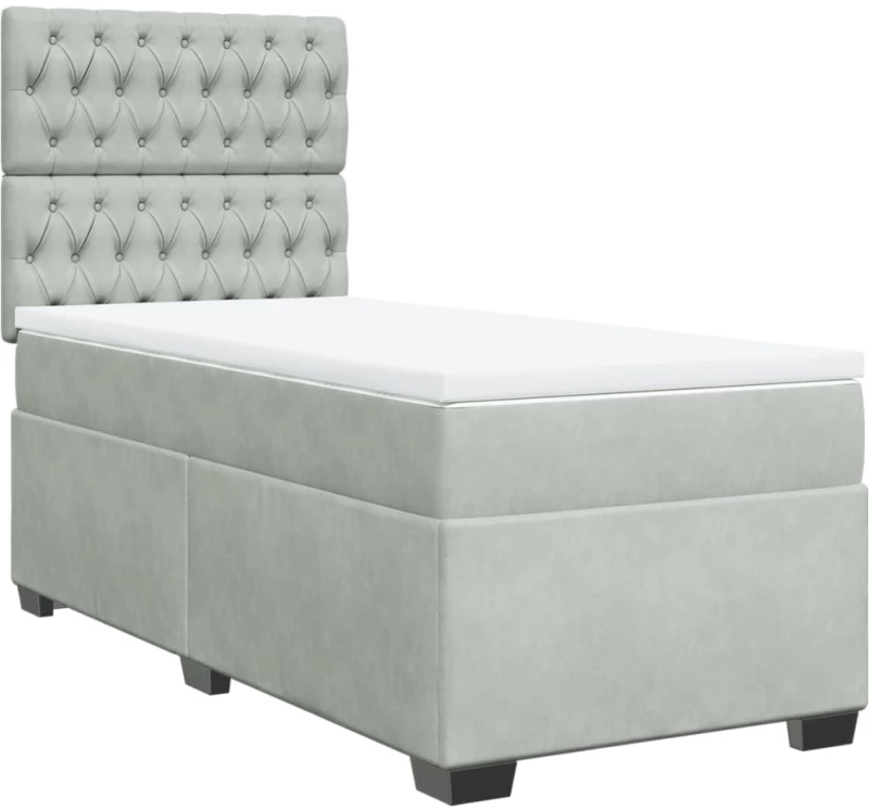 vidaXL Κρεβάτι Boxspring με Στρώμα Ανοιχτό Γκρι 80x200 εκ. Βελούδινο