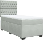 vidaXL Κρεβάτι Boxspring με Στρώμα Ανοιχτό Γκρι 80x200 εκ. Βελούδινο
