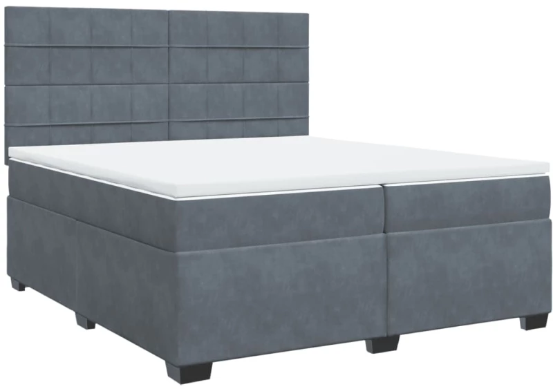 vidaXL Κρεβάτι Boxspring με Στρώμα Σκούρο Γκρι 200x200 εκ. Βελούδινο