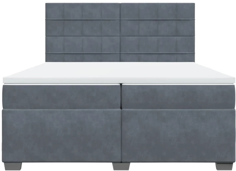 vidaXL Κρεβάτι Boxspring με Στρώμα Σκούρο Γκρι 200x200 εκ. Βελούδινο