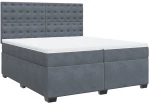 vidaXL Κρεβάτι Boxspring με Στρώμα Σκούρο Γκρι 200x200 εκ. Βελούδινο