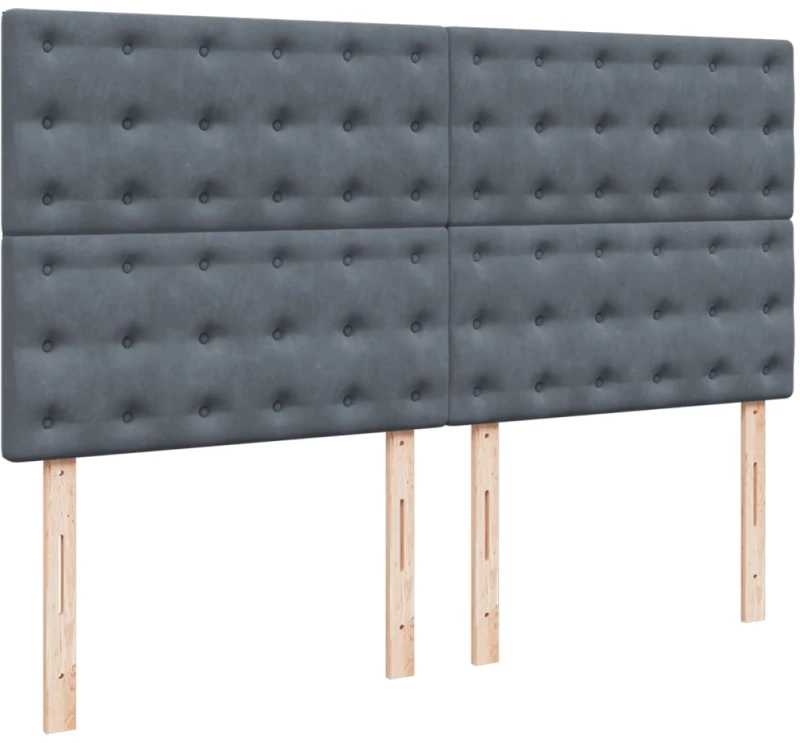 vidaXL Κρεβάτι Boxspring με Στρώμα Σκούρο Γκρι 200x200 εκ. Βελούδινο