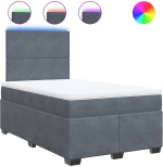 vidaXL Κρεβάτι Boxspring με Στρώμα Σκούρο Γκρι 120x200 εκ. Βελούδινο