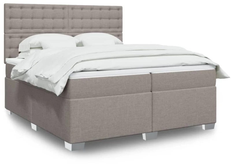 vidaXL Κρεβάτι Boxspring με Στρώμα Taupe 200x200 εκ. Υφασμάτινο