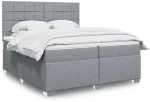vidaXL Κρεβάτι Boxspring με Στρώμα Ανοιχτό Γκρι 200x200 εκ. Υφασμάτινο