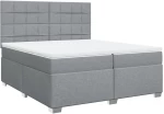 vidaXL Κρεβάτι Boxspring με Στρώμα Ανοιχτό Γκρι 200x200 εκ. Υφασμάτινο