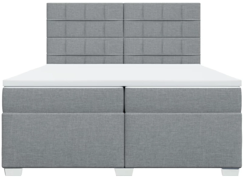vidaXL Κρεβάτι Boxspring με Στρώμα Ανοιχτό Γκρι 200x200 εκ. Υφασμάτινο