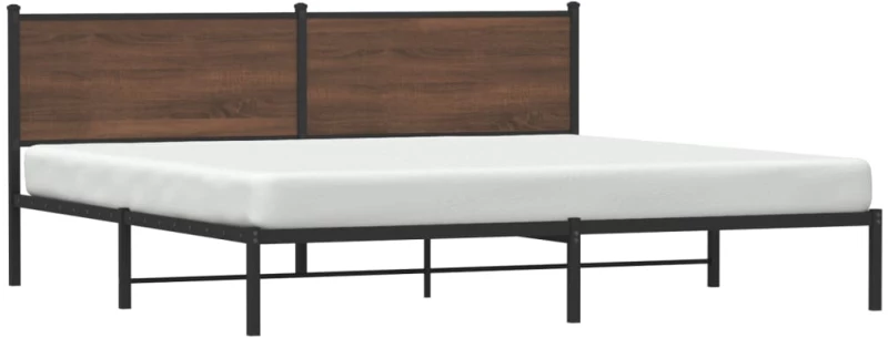 vidaXL Σκελετός Κρεβ. Χωρίς Στρώμα Καφέ Δρυς 193x203 εκ. Μεταλλικό