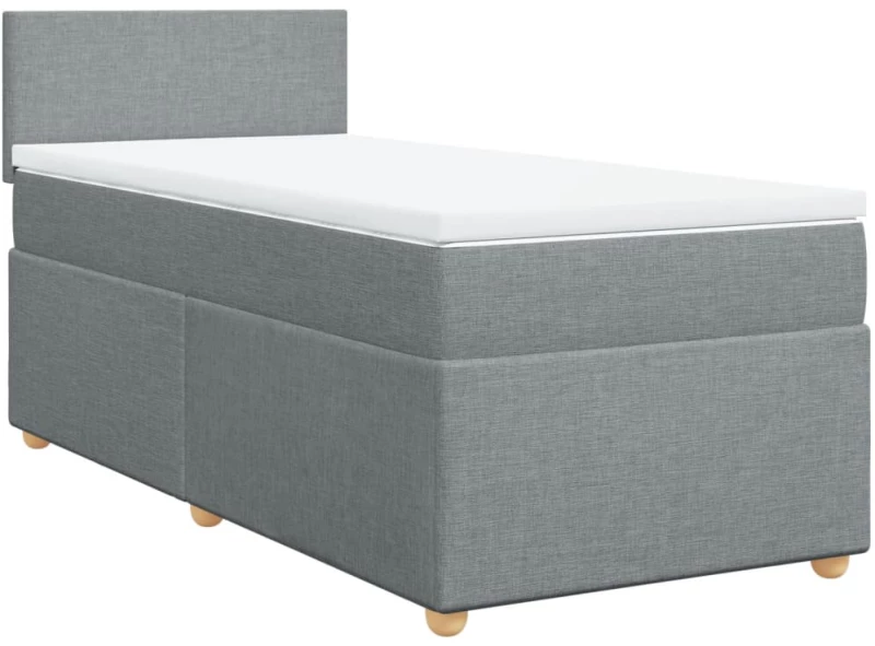 vidaXL Κρεβάτι Boxspring με Στρώμα Ανοιχτό Γκρι 90x190 εκ. Υφασμάτινο