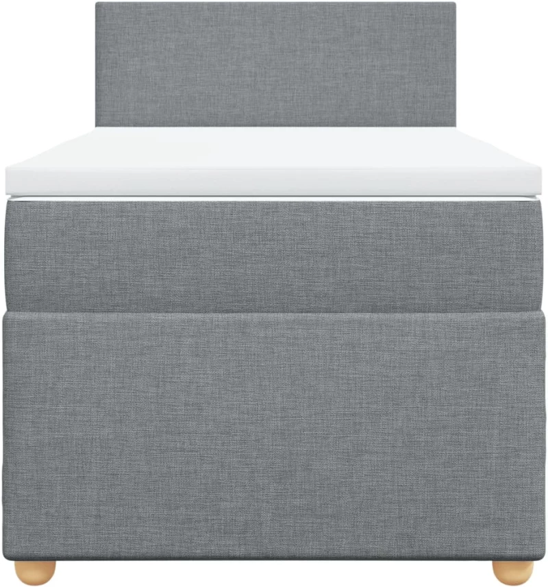 vidaXL Κρεβάτι Boxspring με Στρώμα Ανοιχτό Γκρι 90x190 εκ. Υφασμάτινο