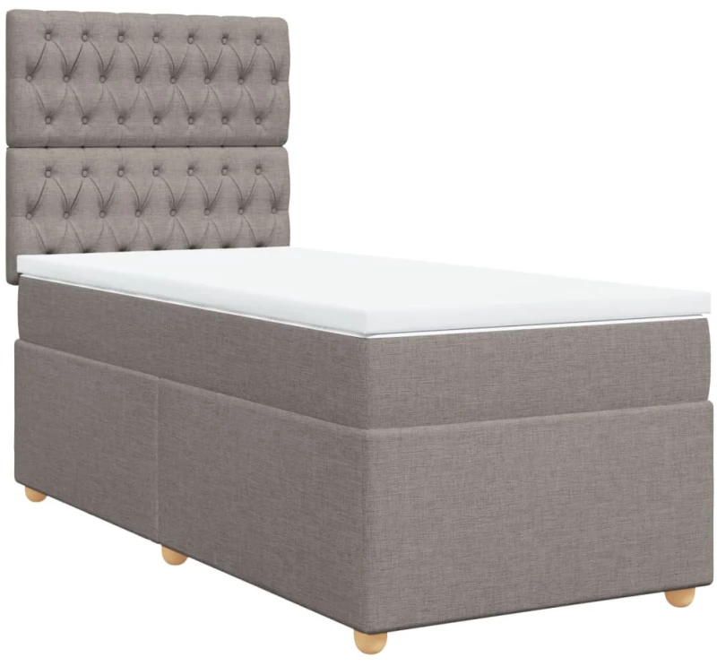 vidaXL Κρεβάτι Boxspring με Στρώμα Taupe 90x190 εκ.Υφασμάτινο