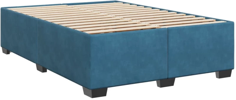 vidaXL Κρεβάτι Boxspring με Στρώμα Σκούρο Μπλε 140x190 εκ. Βελούδινο