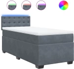 vidaXL Κρεβάτι Boxspring με Στρώμα Σκούρο Γκρι 100x200 εκ. Βελούδινο
