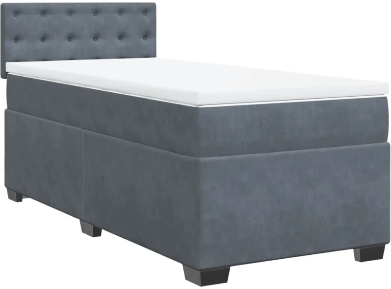 vidaXL Κρεβάτι Boxspring με Στρώμα Σκούρο Γκρι 100x200 εκ. Βελούδινο