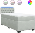 vidaXL Κρεβάτι Boxspring με Στρώμα Ανοιχτό Γκρι 80x200 εκ. Βελούδινο