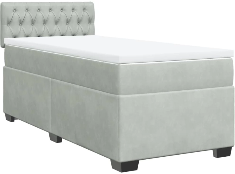 vidaXL Κρεβάτι Boxspring με Στρώμα Ανοιχτό Γκρι 80x200 εκ. Βελούδινο