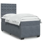 vidaXL Κρεβάτι Boxspring με Στρώμα Σκούρο Γκρι 100x200 εκ. Βελούδινο