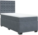 vidaXL Κρεβάτι Boxspring με Στρώμα Σκούρο Γκρι 100x200 εκ. Βελούδινο