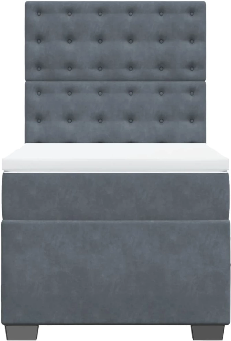 vidaXL Κρεβάτι Boxspring με Στρώμα Σκούρο Γκρι 100x200 εκ. Βελούδινο