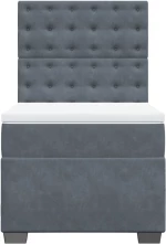 vidaXL Κρεβάτι Boxspring με Στρώμα Σκούρο Γκρι 100x200 εκ. Βελούδινο